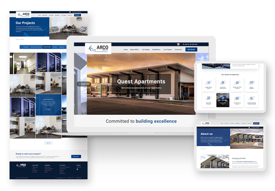 Dominasplo created the website for construction company ARCO to present their services